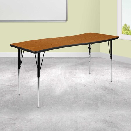Flash Furniture Rectangle 26 W, 60 L, 30.25 H, Chrome, Laminate, Particleboard, Steel, Wood Grain XU-A3060-CON-OAK-T-A-GG